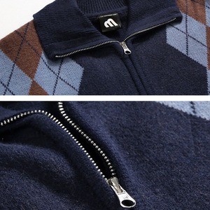 アーガイルジップアップニットカーディガン　MT0080387