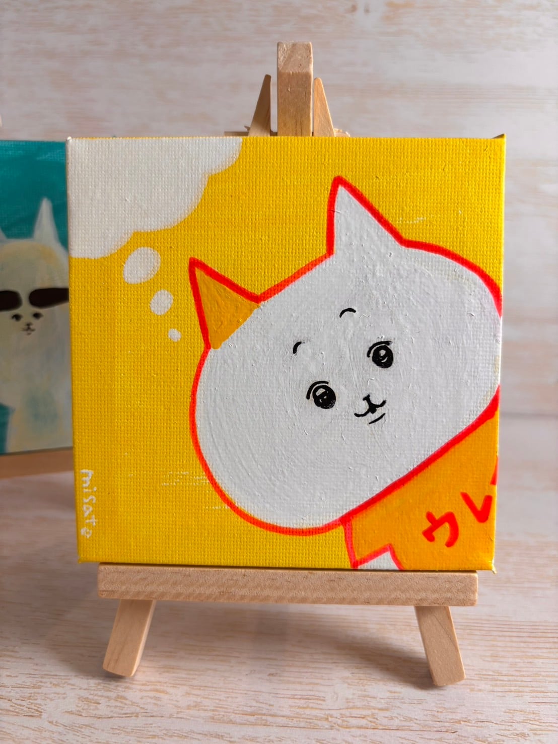 【ウレイちゃん】misato直筆ミニキャンバスアート(1点のみ) ぼーっとするウレイちゃん