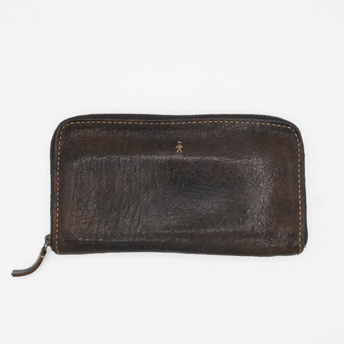Grained Leather Dark Brown Long Wallet By HENRY BEGUELIN / Italy