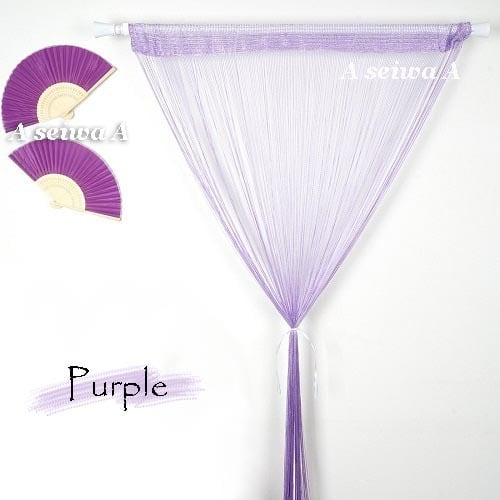 パープル AseiwaA キラキラ ラメ入り ひものれん 間仕切り のれん