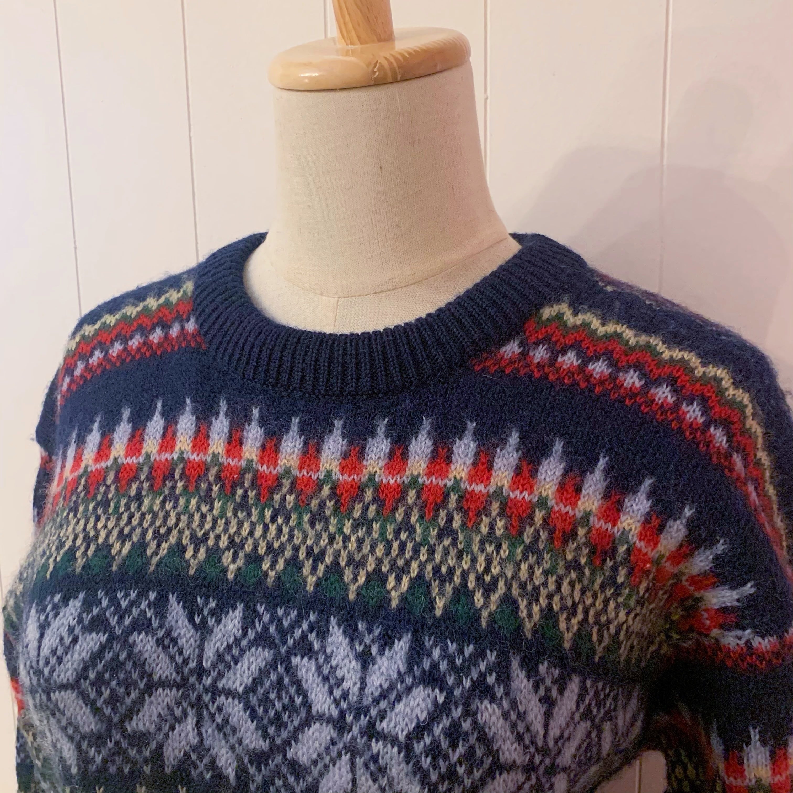 blue snow crystal nordic sweater