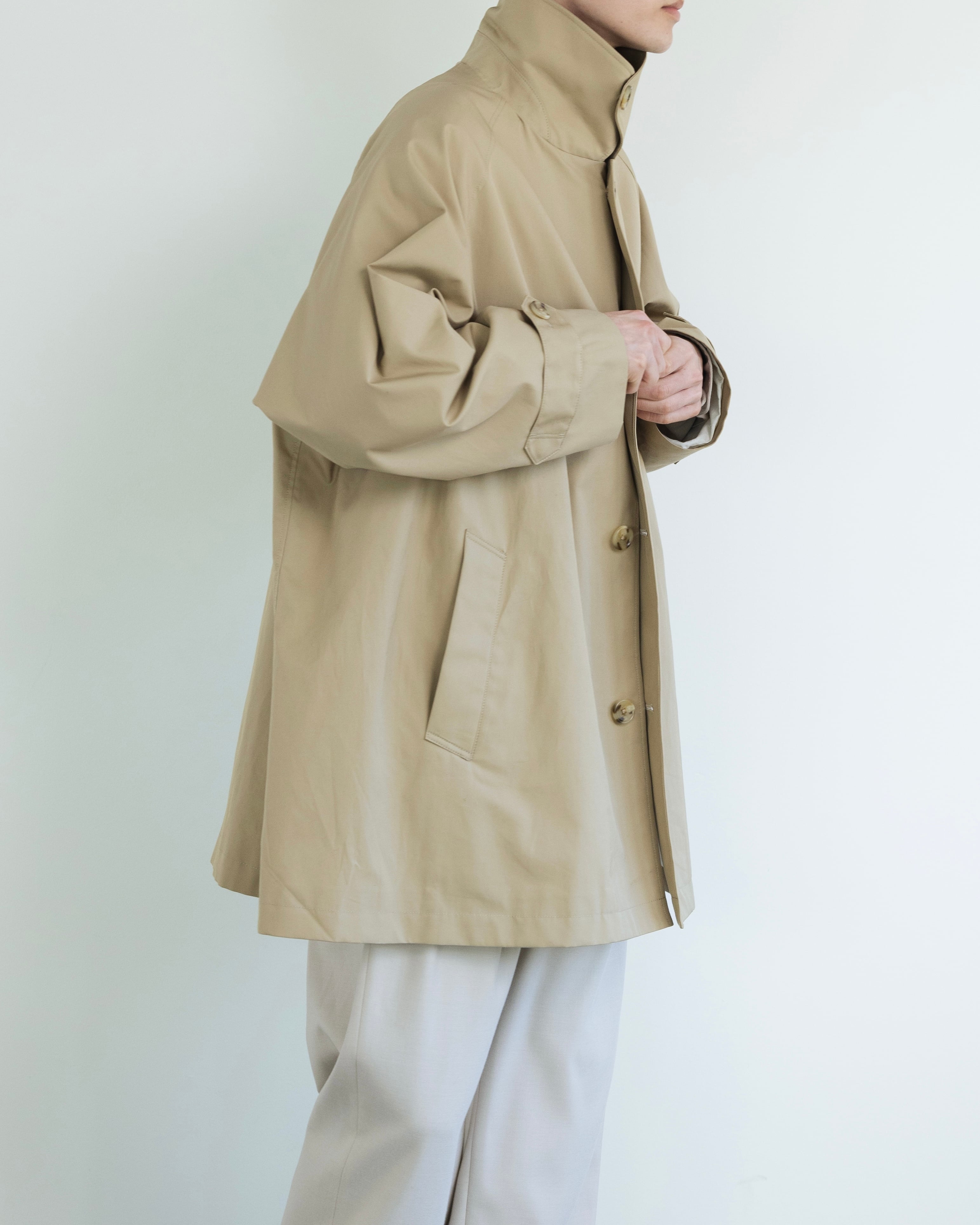 cotton gabardine oversized half coat