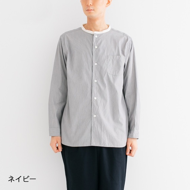 リネン RINEN 80/2ブロードクレリックバンドカラーシャツ(R33305)全2色【レターパックプラス可】