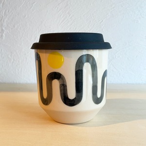 STEPH LIDDLE "The Moment Cup" Wiggle with Yellow Dot -white stoneware