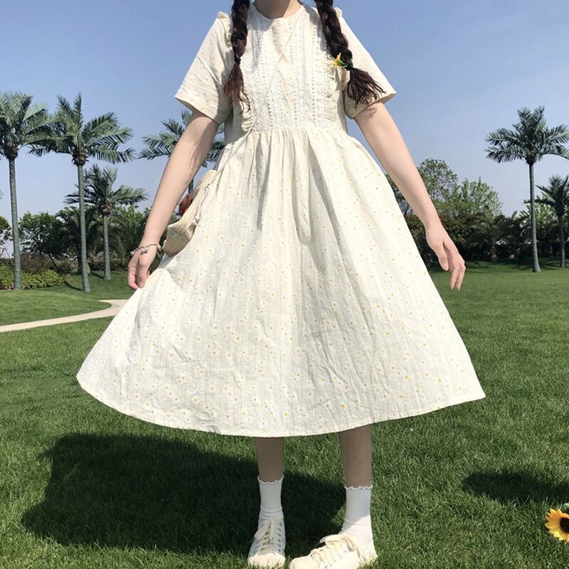 スカート サマー薄手ルーズプリント柄ドレス 夏物 萌量不足37481482124