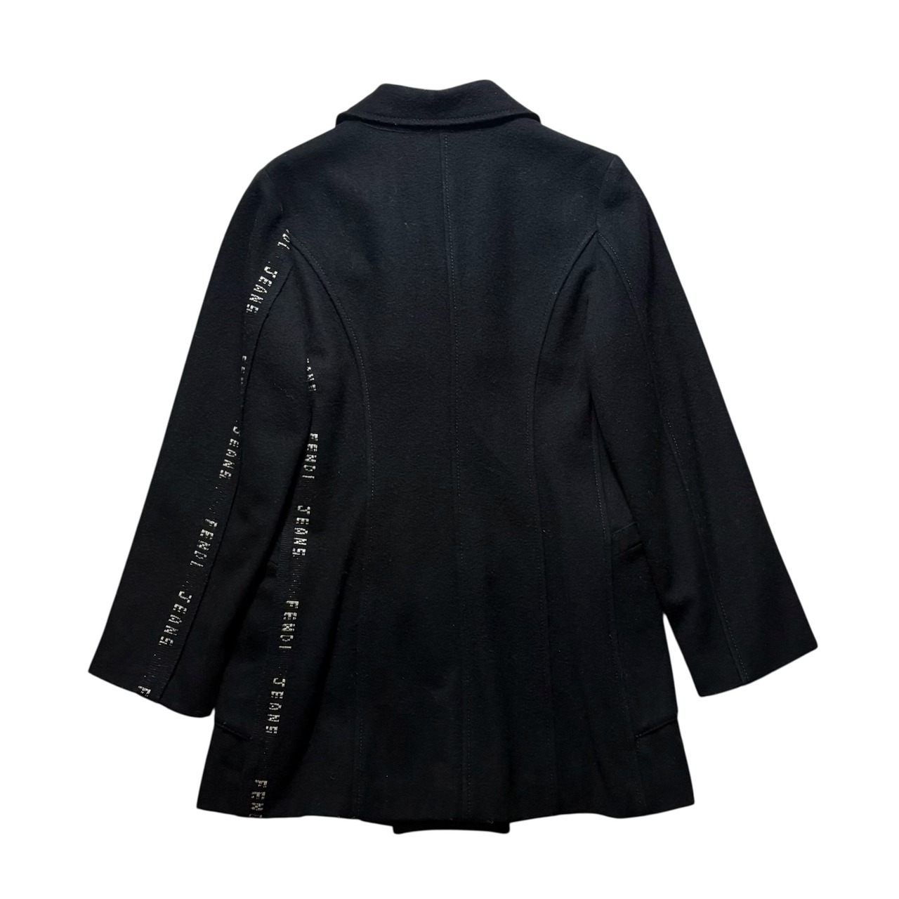 vintage FENDI side logo black wool coat