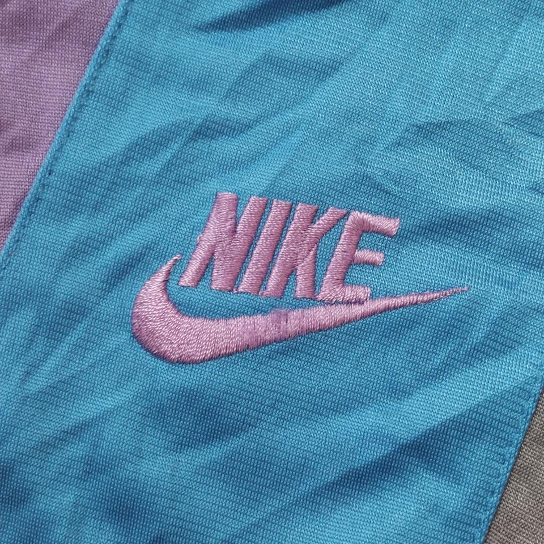 NIKE ナイキ トラックジャケット 90s 配色 ロゴ刺繍 M 紫 グレー 青 ...