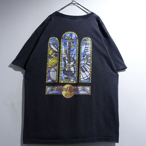 90s "Hard Rock CAFE" Black Stained Glass Print T-Shirt