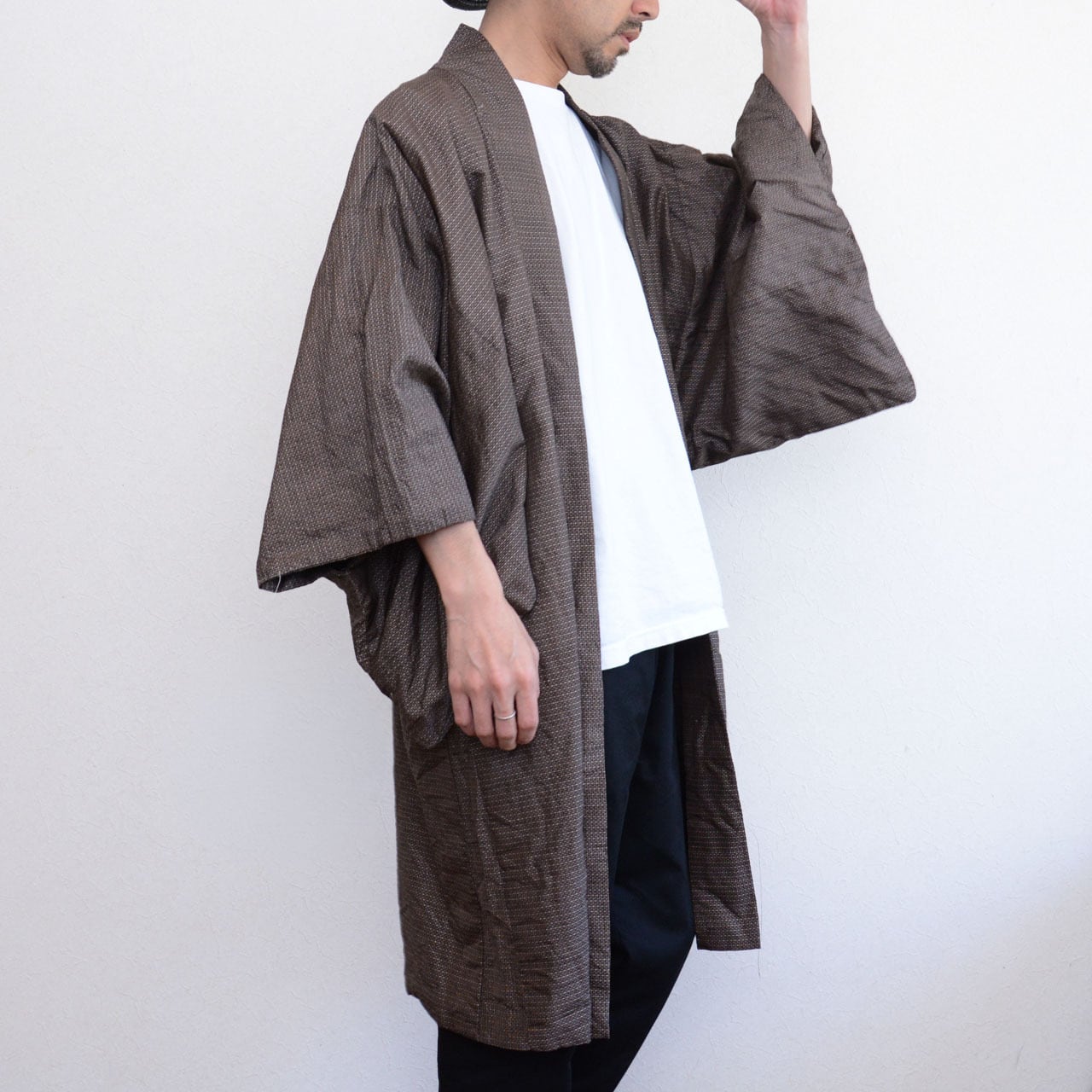 男性用羽織 / 茶道具柄絵羽裏・小紋 / シルクブレンド / ジャパン