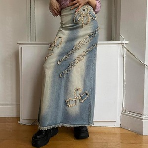 ウォッシュドフリンジロングスカート（全１色） / HWG1111