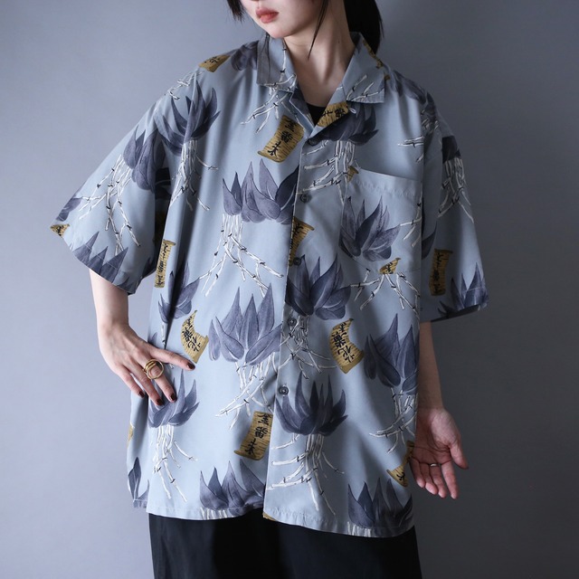 "刺繍" flower and reef motif design loose silhouette h/s shirt