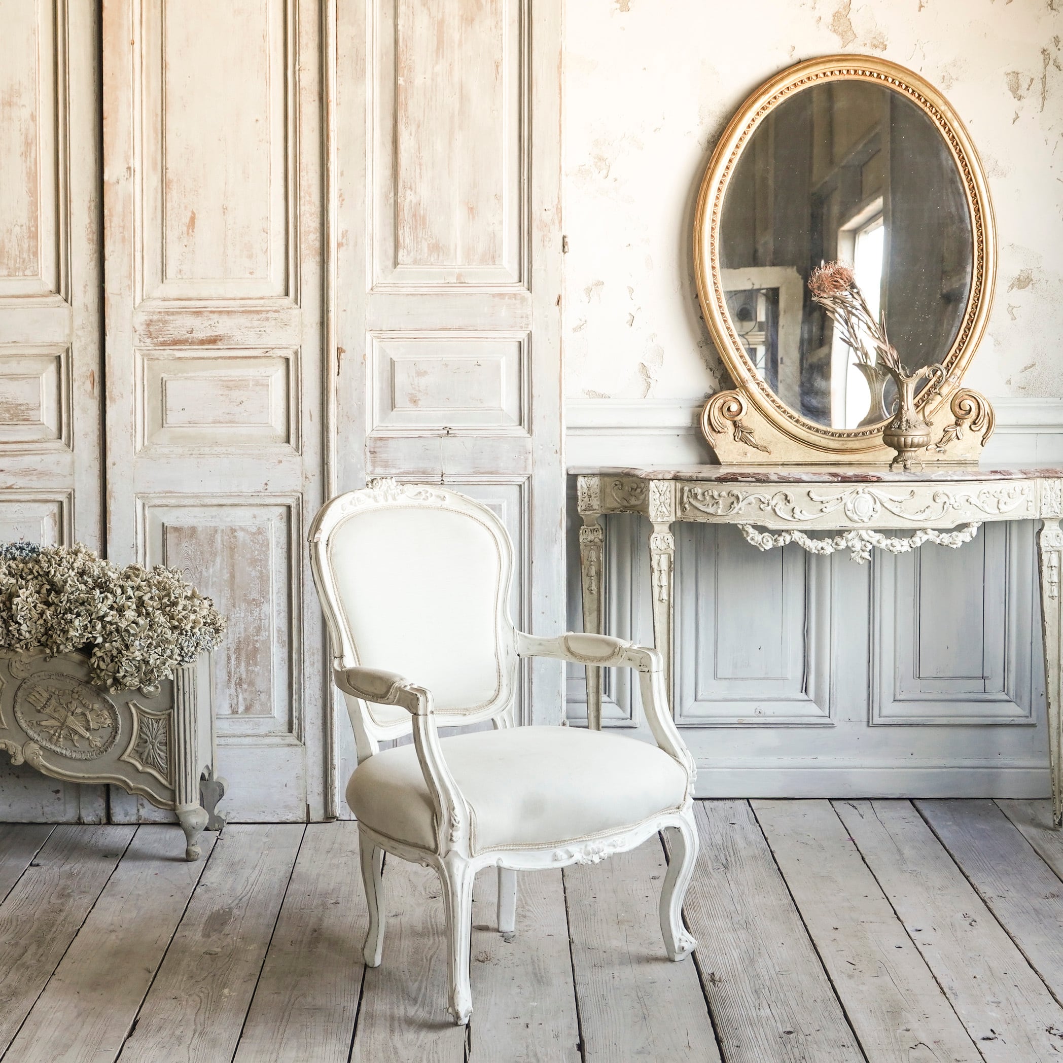 チェアー/アームチェア/ホワイト/ペイント/アンティーク/カブリオールレッグ/ディスプレイ