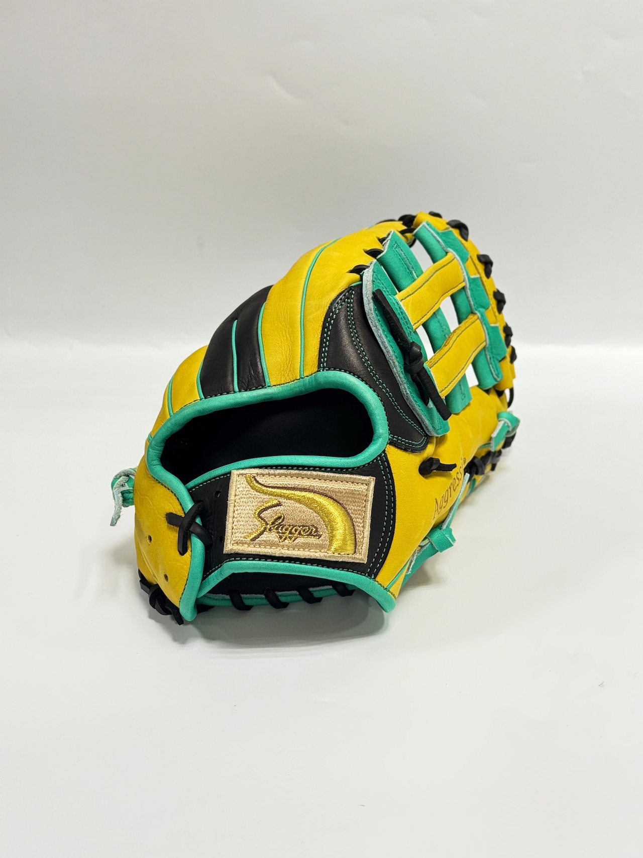 KUBOTA SLUGGER-久保田スラッガー 硬式用グローブ ミチイオリジナル店舗別注グラブ 湯もみ型付け済 右投げ用 H23型(SPB) ブラック×Gイエロー・画像2