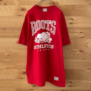 【Roots Athletes】 カナダ製 ロゴ プリント Tシャツ ルーツ Mサイズ US古着