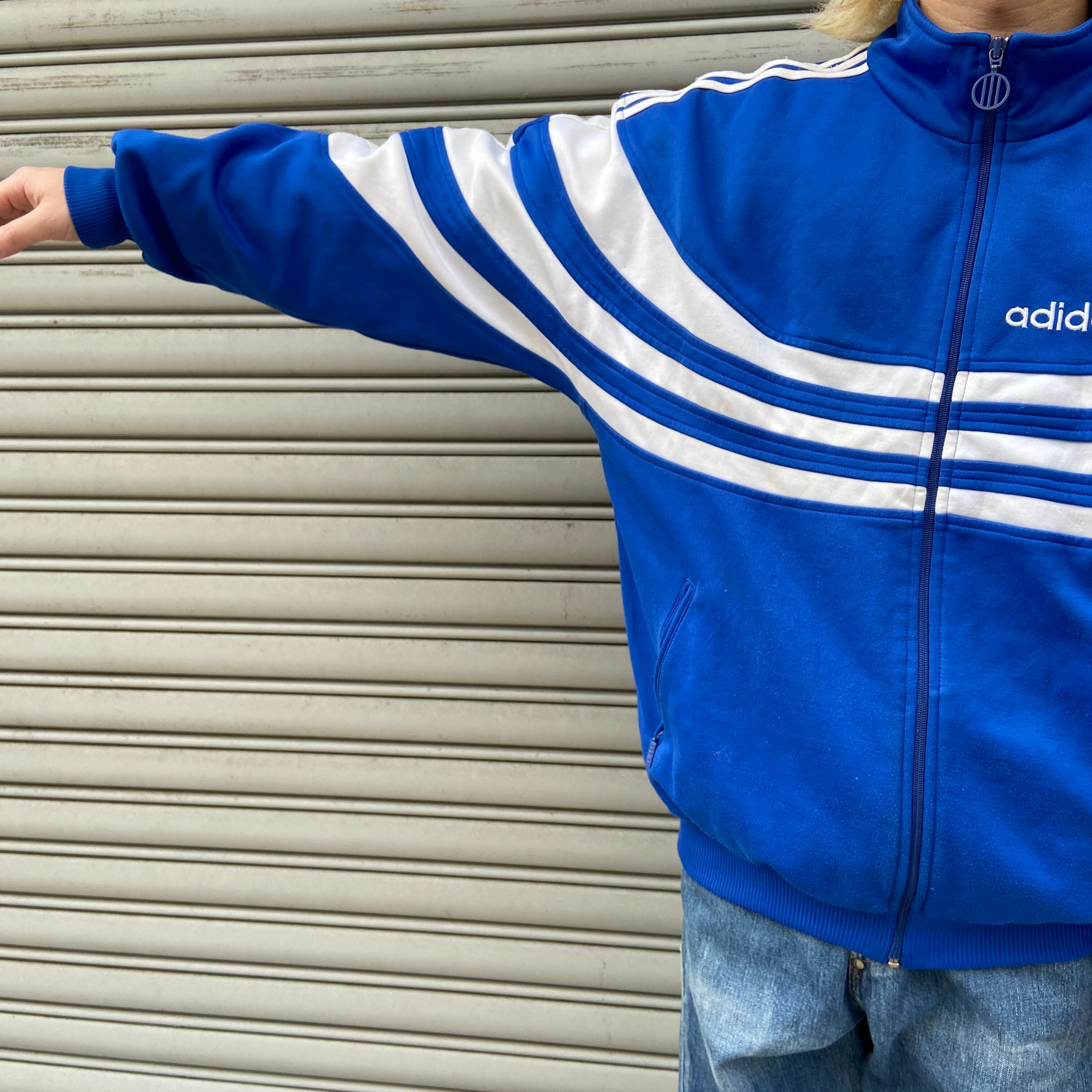 90s adidas トラックジャケット ジャージ M トレフォイル 青 | 古着屋 Uan
