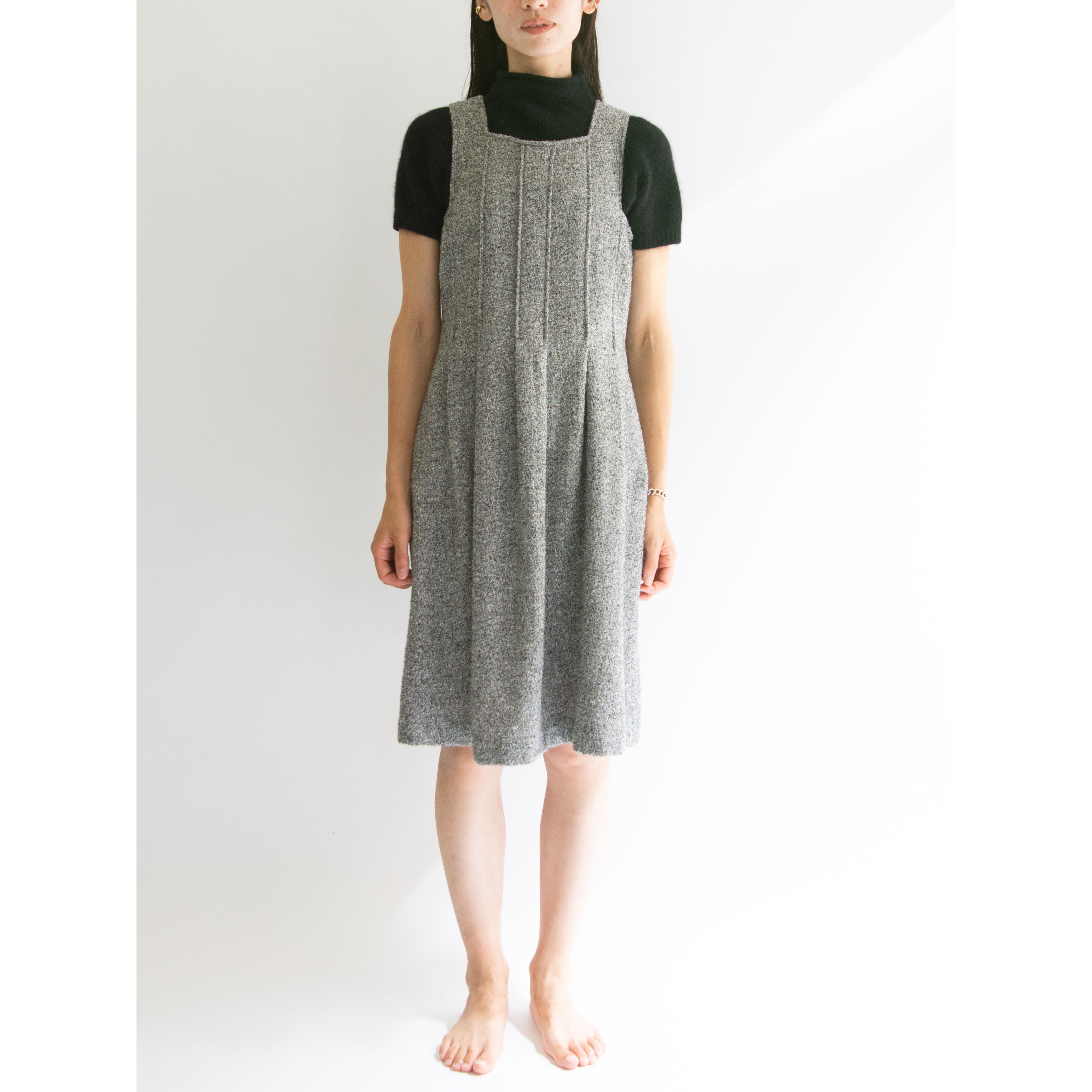 【agnes b.】Made in Japan Wool-Polyester Square Neck Dress（アニエスべー 日本製ウールポリエステル スクエアネックドレス ワンピース）