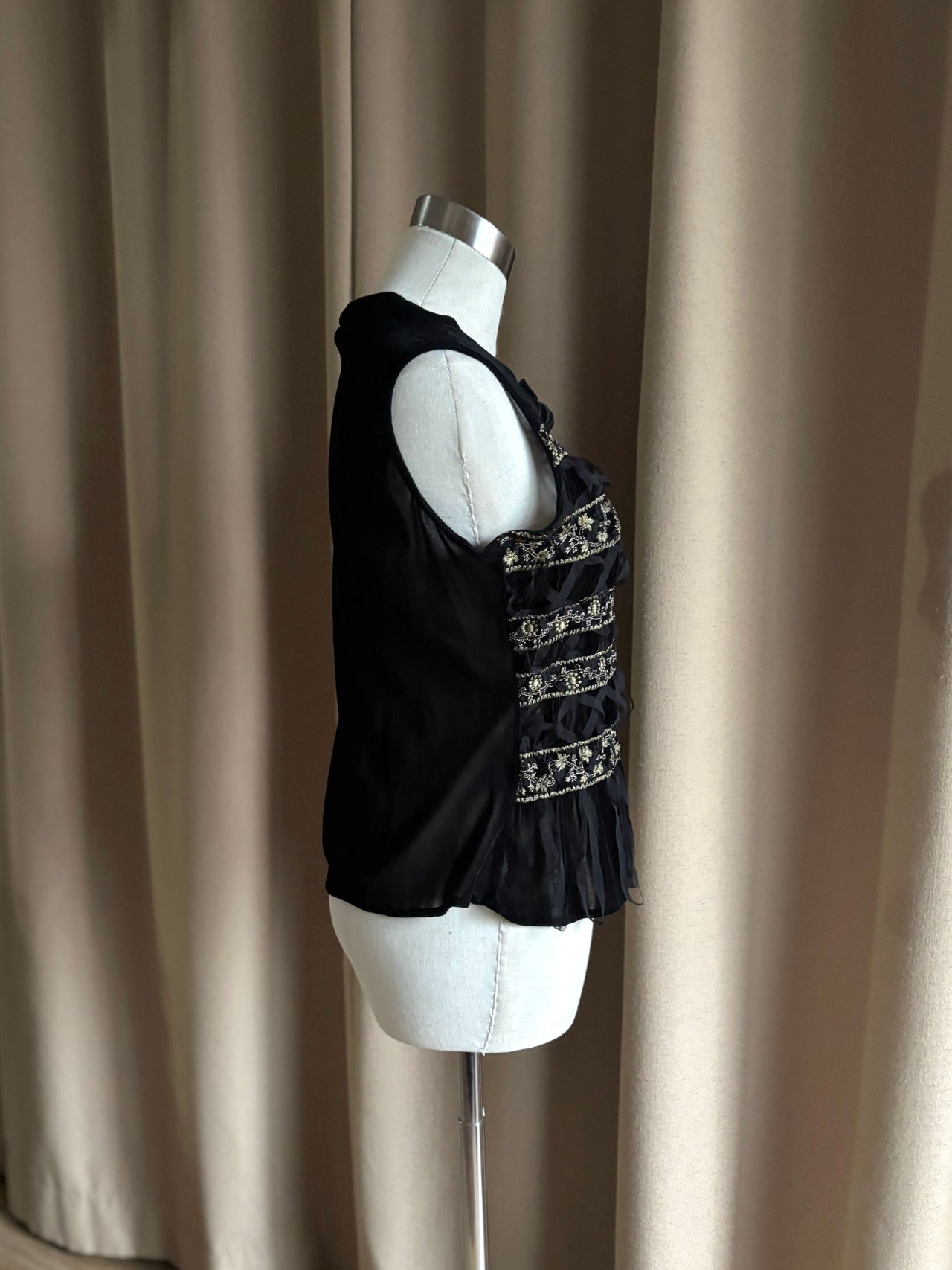 black velour sleeveless tops-5029-10