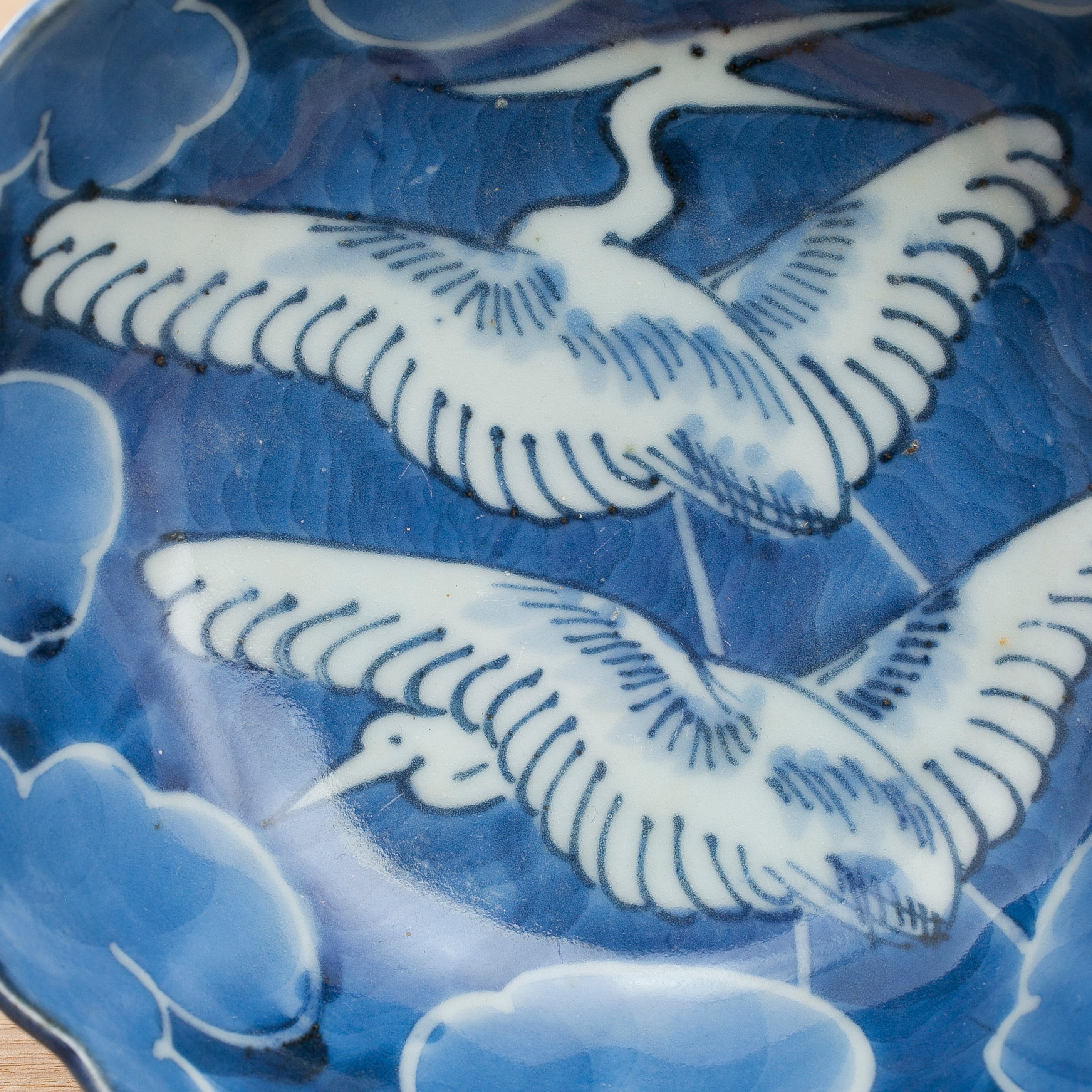 染付 雲鷺 なます皿 膾皿 吉祥文様 古伊万里 伊万里 染付 染白抜 墨