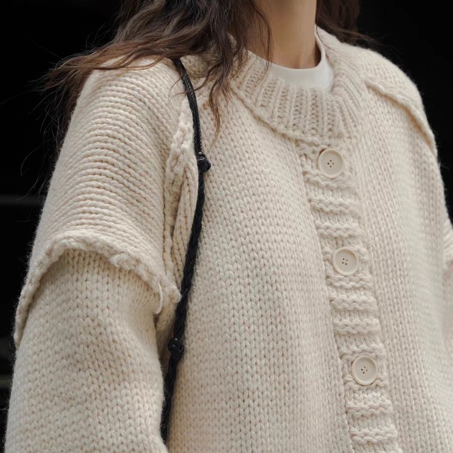 crew neck loose cardigan 10655