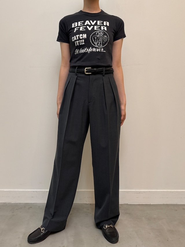 CU13-15 USED BASKETBALL TEE "BEAVER FEVER" "USA製" -BLACK-