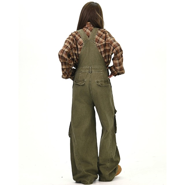 simple pocket denim overalls　シンプルポケットデニムオーバーオール　J1231