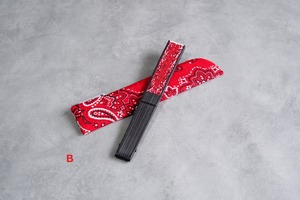 Japanese fan【Bandana Red × Black】