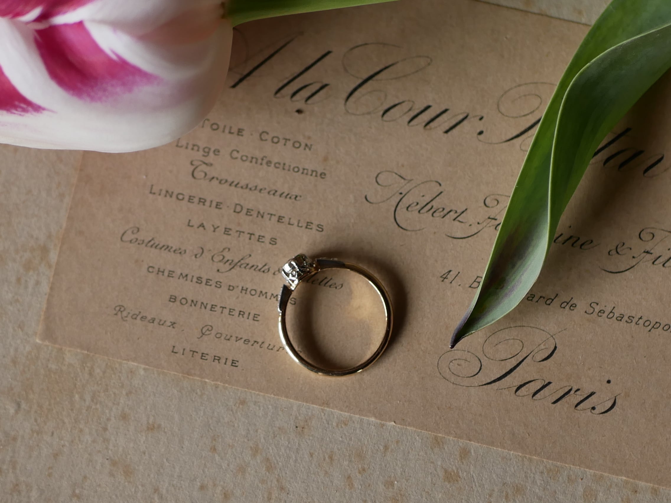 FR-30 フランスアンティーク K18 天然ダイヤモンド アンティークリング