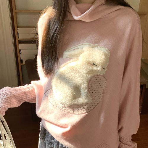 ボアラビットハイネックドルマンニット ・79095