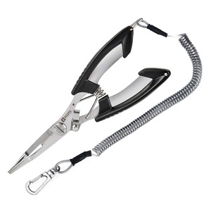 【特価処分】Booms Fishing H1 フィッシングプライヤー 釣りペンチ PEライン切れる フックはずし 釣りプライヤー 尻手ロープ付き ブラック