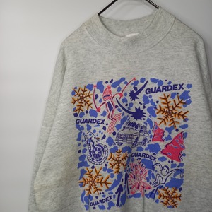 90s　アメリカ製　フルーツオブザルーム　スウェット　プリントトレーナー　裏起毛