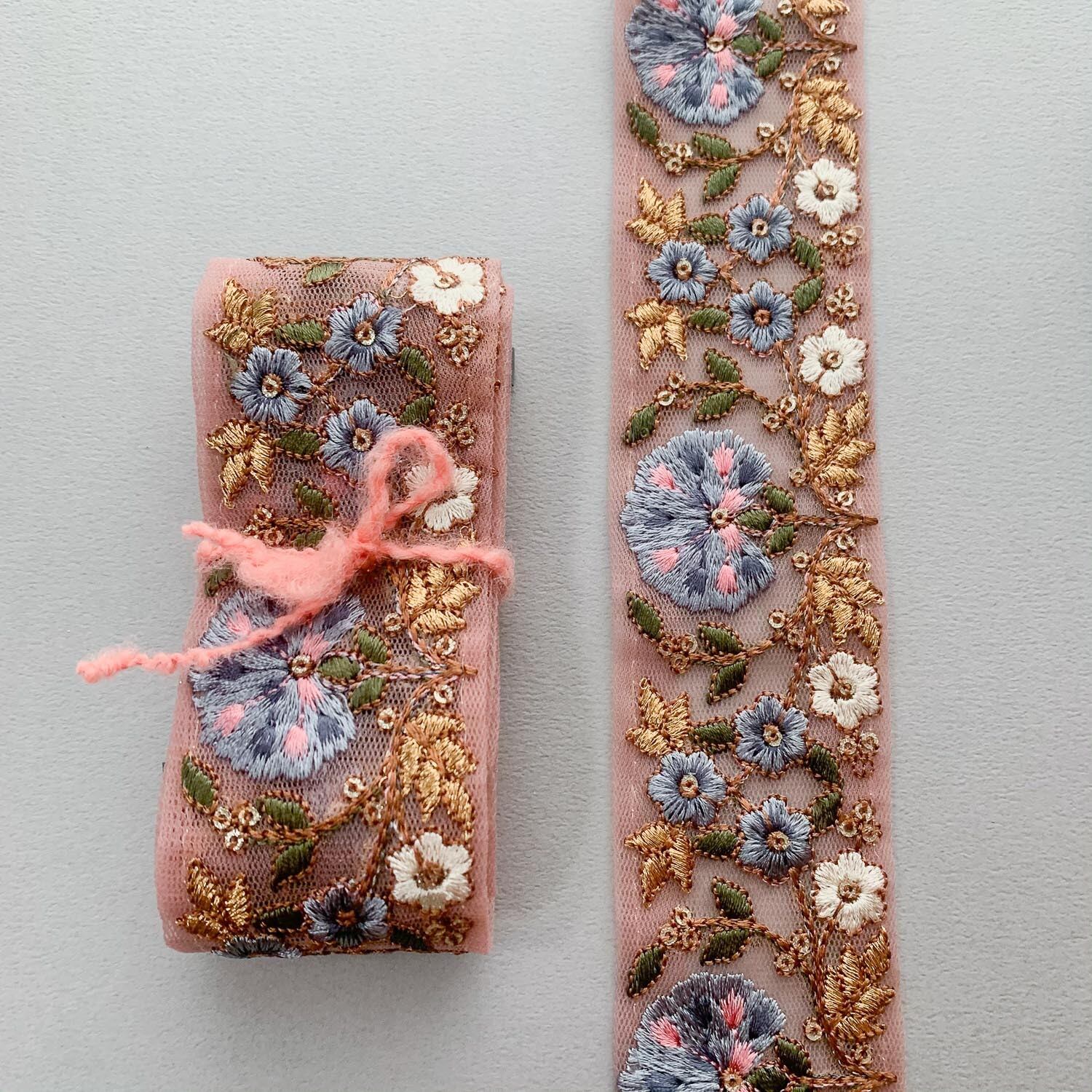 再入荷〉パステル横向きお花刺繍チュールリボン | Dua-アクセサリー