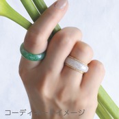 【14.5号】大人 レディースで上品な氷翡翠 くり抜き甲丸リング A貨翡翠 jd_rg1075