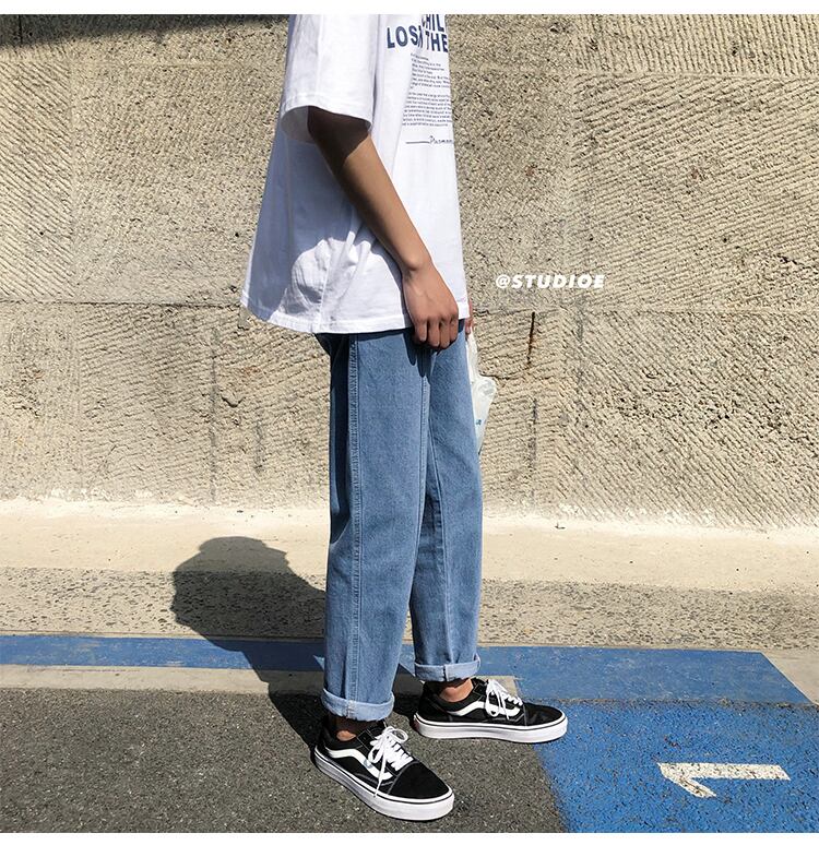 全1色 デニム パンツ ストレート カジュアル 無地 おしゃれ