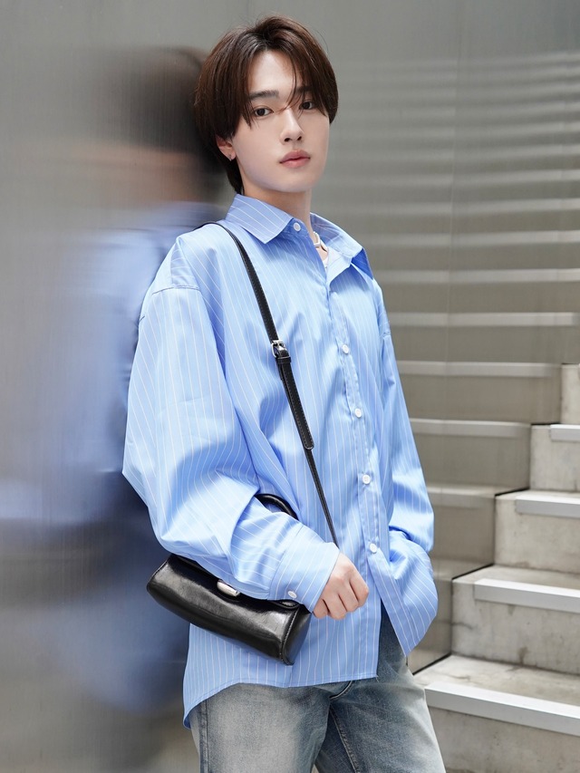 【ALUDE SELECT】over size stripe shirt(3color)
