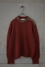 Brown-red loose-fit knit top