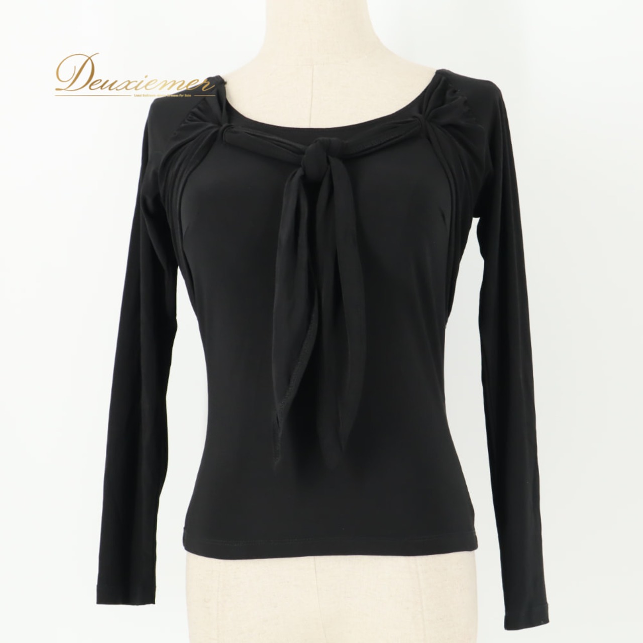 社交ダンス 衣装 create-sun クリエイトサン トップス カットソー レッスンウェア ブラック系 黒 長袖 無地 シンプル リボン ダンス 練習 レッスン ダンス衣装 練習着 社交ダンス衣装 華やか かわいい おしゃれ 上品 大人っぽい 発表会 ステージ衣装