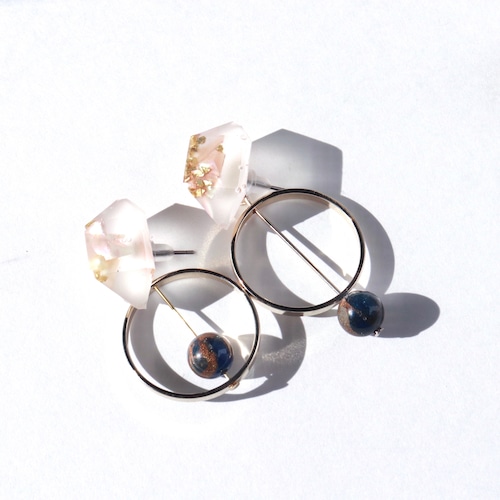 PIERCINGS || 【通常商品】 KIRAKIRA ROCK AND MARBLE STONE PIERCINGS || 1 PIERCINGS || PINK×BLUE BLACK || FBA056