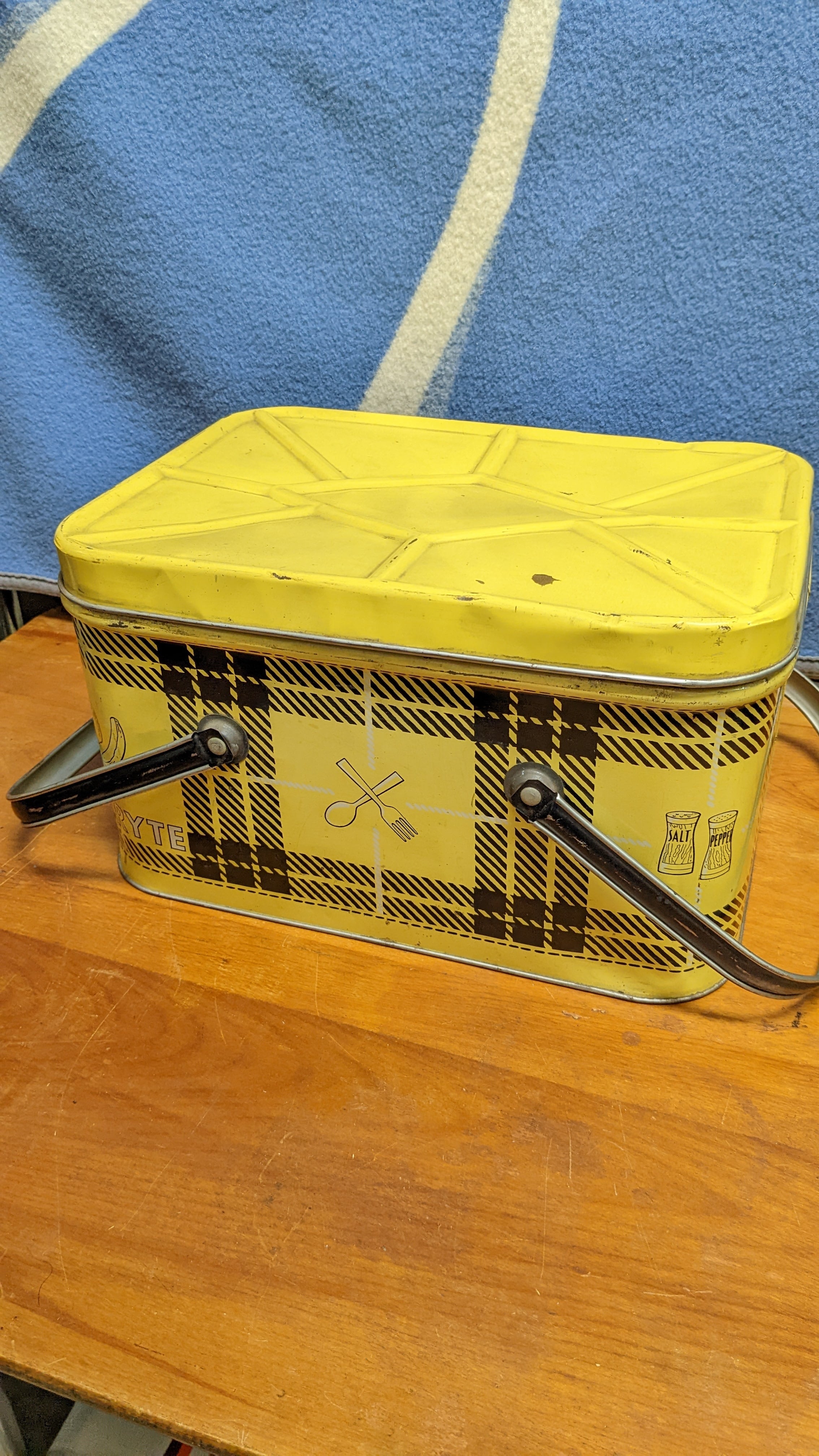 Vintage PicnicRyte Tin Picnic Basket CAN ビンテージ 缶バスケット