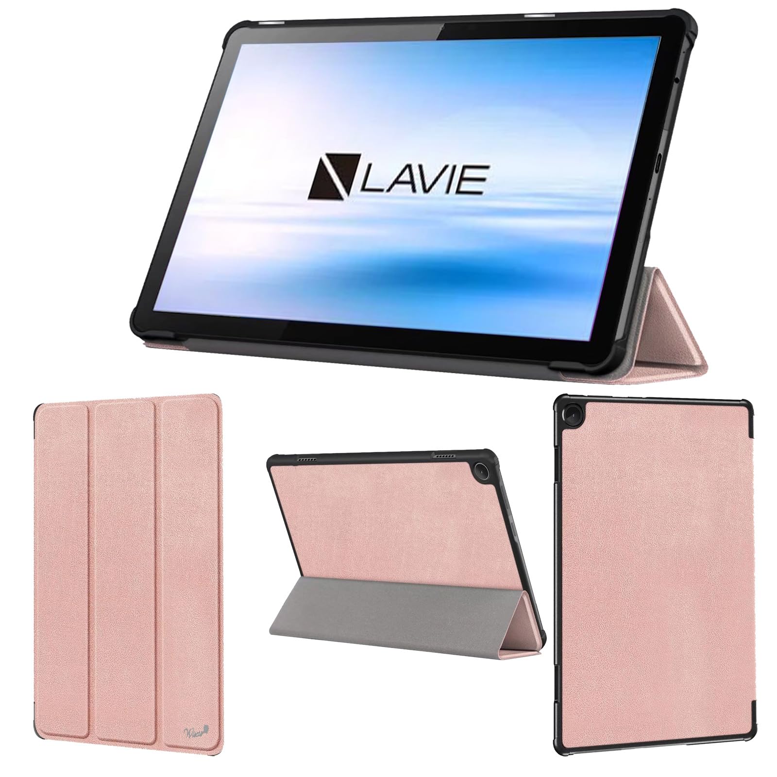 【人気】wisers docomo LAVIE Tab T10d NEC LAVIE Tab T10 専用 タブレットケース (ローズゴールド) 10.1インチ 対応 (保護フィルム 付き/スリムタイプ) タブレットカバー 2023 2024 新型