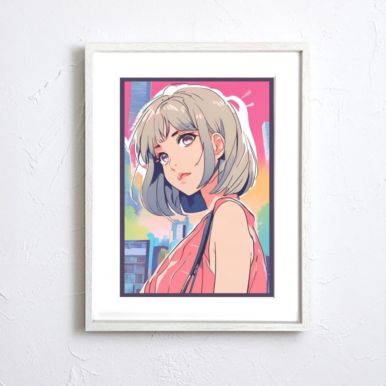 Bob Girl ⅲ｜レトロでかわいい女の子のアートポスター｜パステルカラーが空間をおしゃれに彩る人気作品｜A3ポスター
