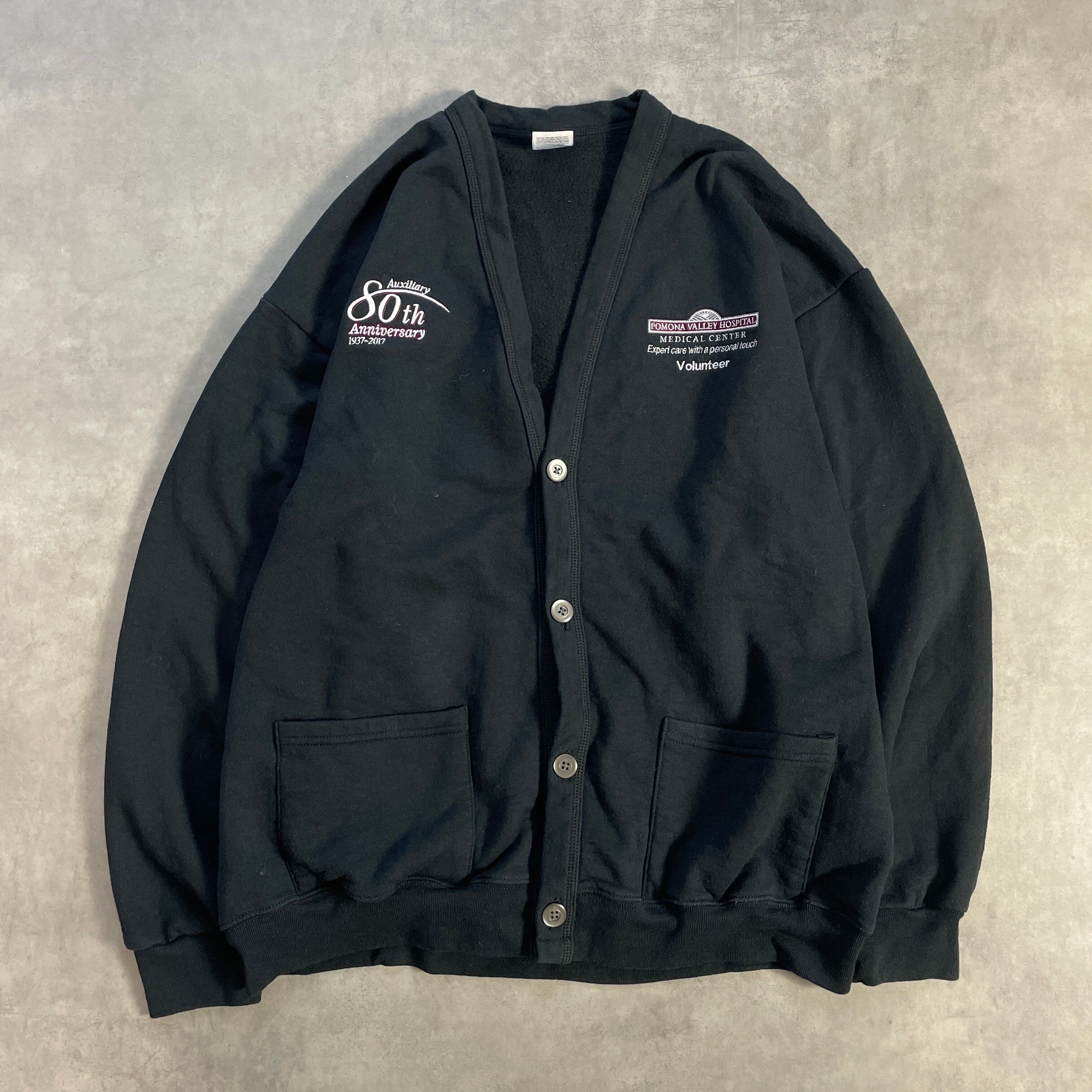 名作 JERZEES スウェットカーディガン 企業ロゴ ブラック XL ジャージーズ