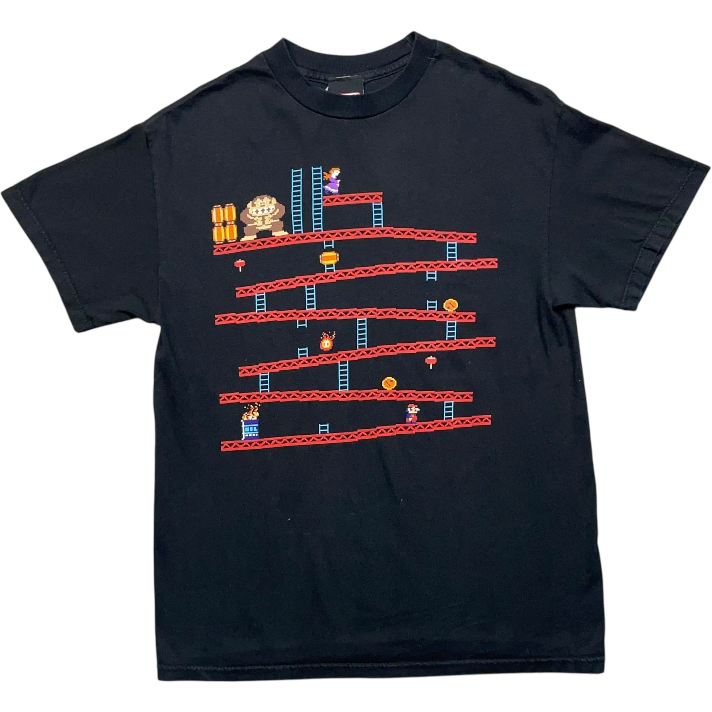 《M》Nintendo ニンテンドー ゲームTシャツ フロントプリント ドンキーコング ブラック no.8548