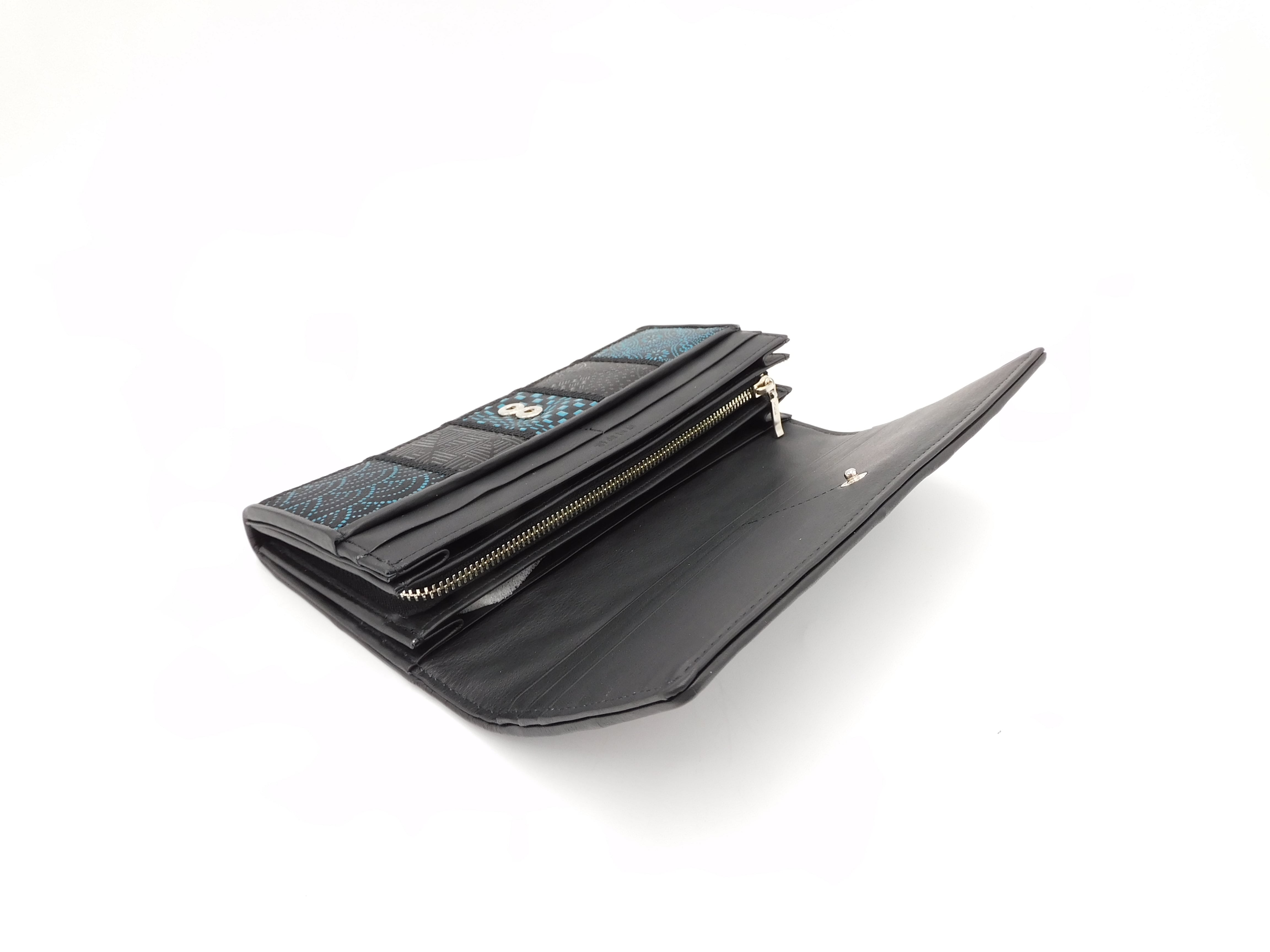 パッチワーク印傳 中L型長財布 ブルー | 浅草前川印傳｜公式オンライン