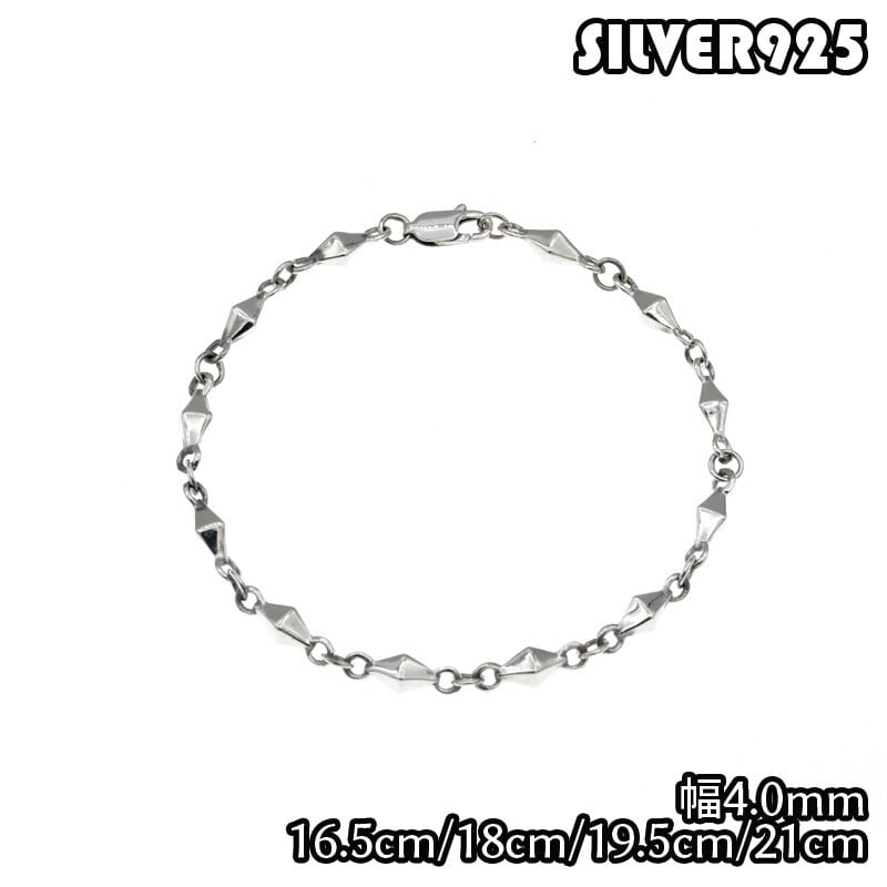 SILVER925 菱形 立体的 ダイヤ形 ブレスレット シルバー メンズ