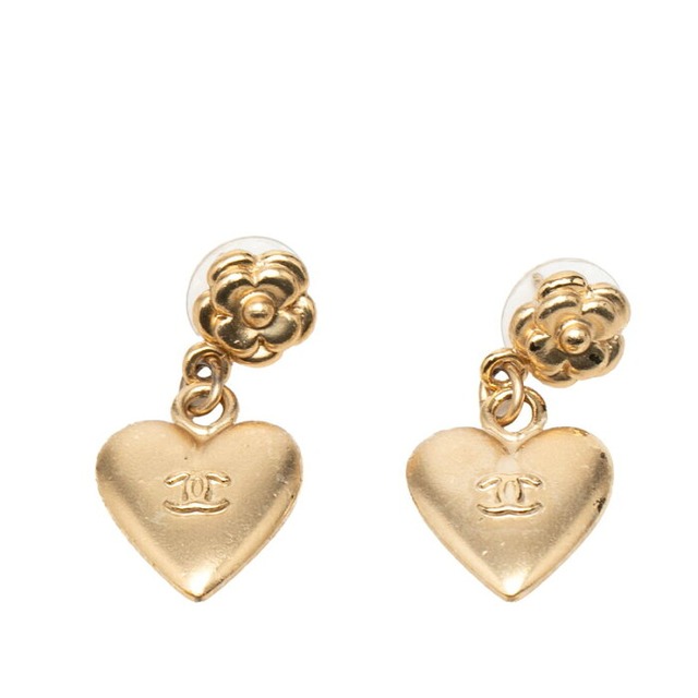 シャネル ココマーク カメリア ハート モチーフ ピアス ゴールド メッキ レディース CHANEL 【中古】