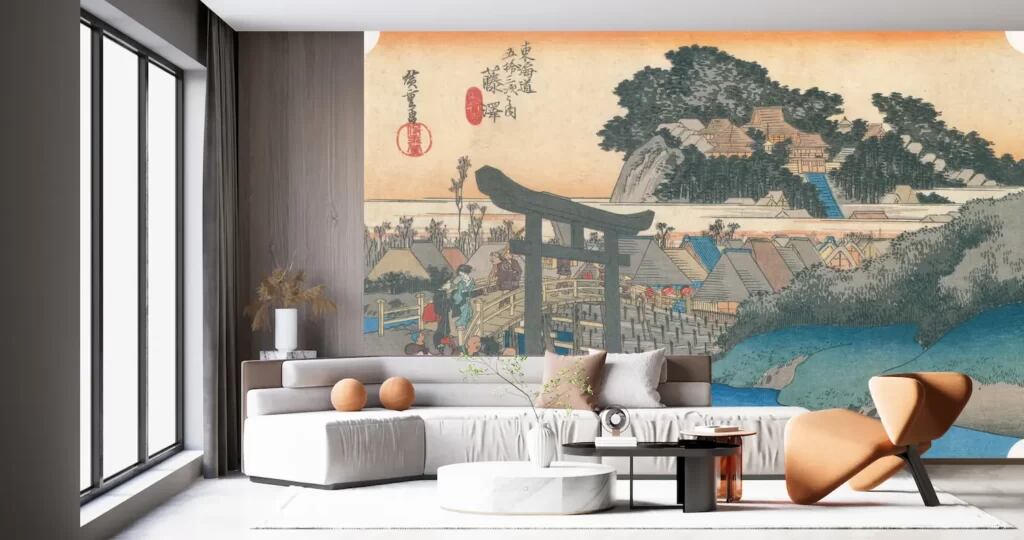 歌川広重 東海道五拾三次之内 藤沢 遊行寺 クロス 日本画 | PAY ID