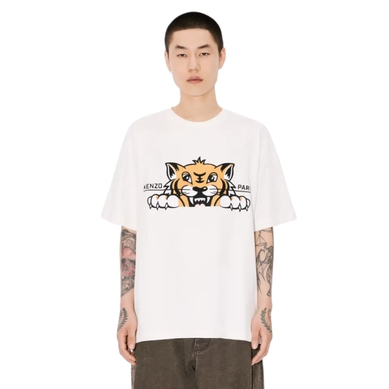 【KENZO】GOTS KENZO HAPPY TIGER EMBROIDERED OVERSIZE TSHIRT - 8