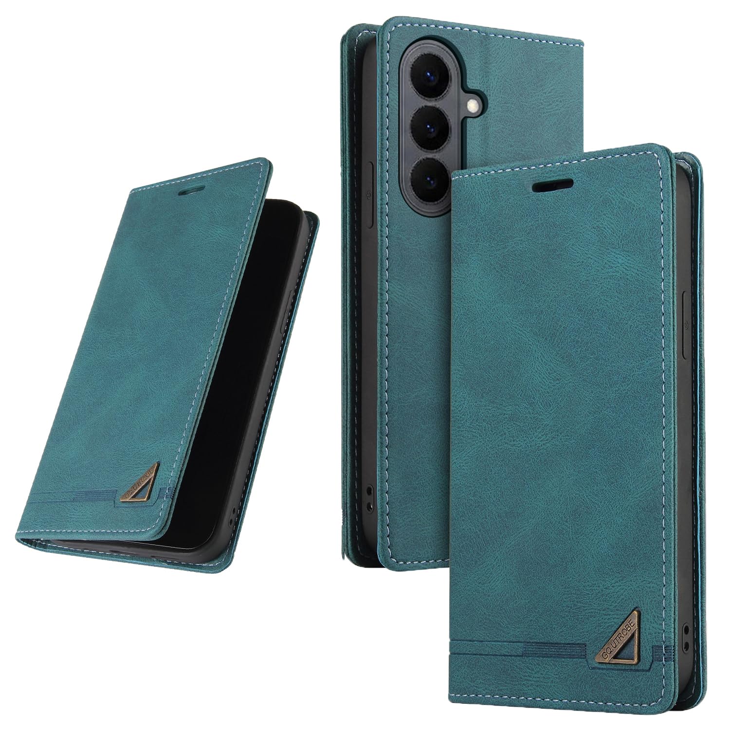 UnivoColors Galaxy S26 (SC-51G/SCG36) 手帳型ケース 高級合皮 スタンド機能 カード収納 マグネット式 TPUソフトカバー 全面保護 カメラ保護 衝撃吸収 RFIDブロッキング おしゃれ カバー(青緑)