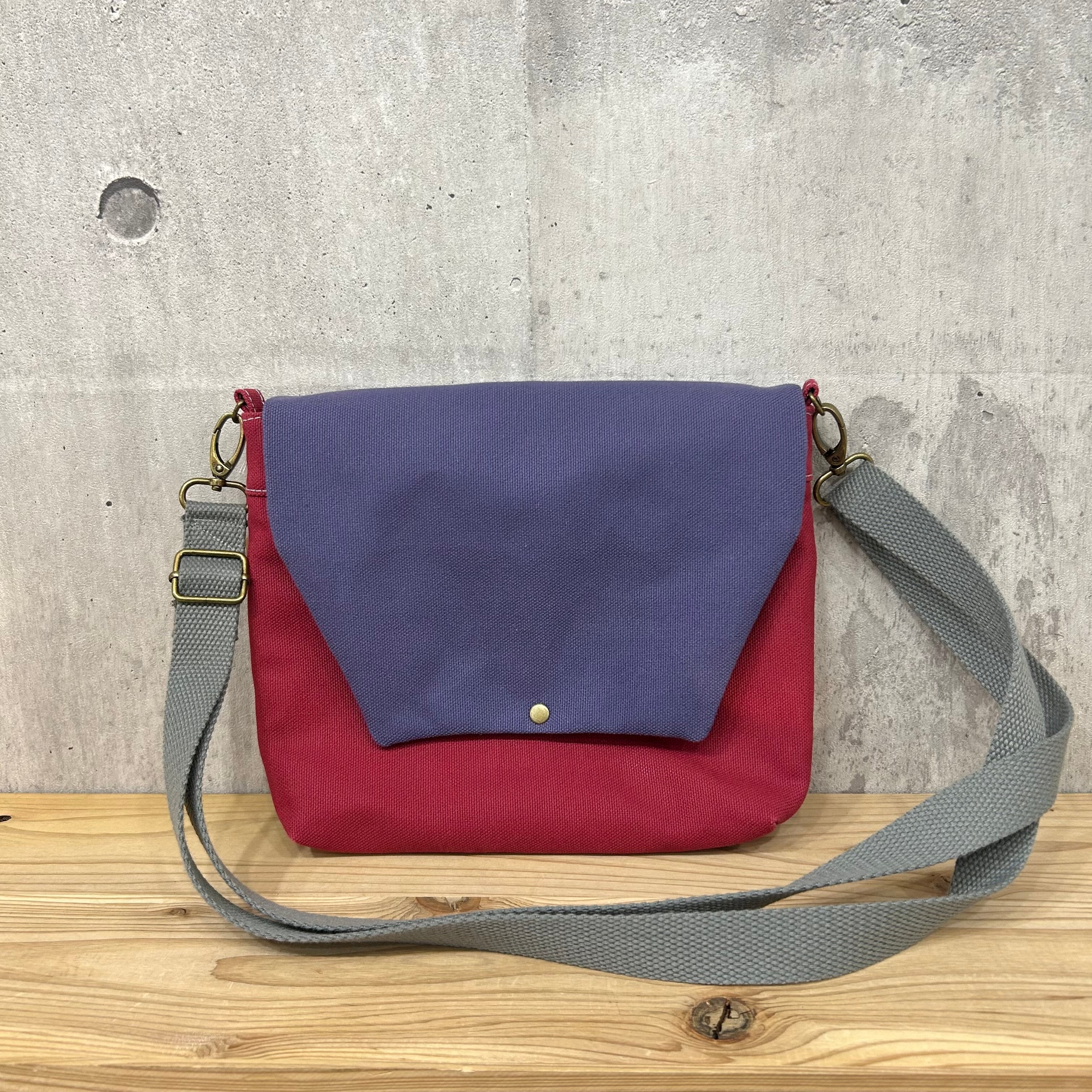 お値引きカラー‼️【選べる紐付】-* Messenger Shoulder *-【赤ワイン×パープル】