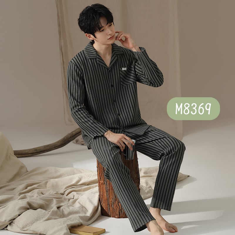 長袖パジャマ 前開き 純綿ルームウェア 上下セットパジャマ